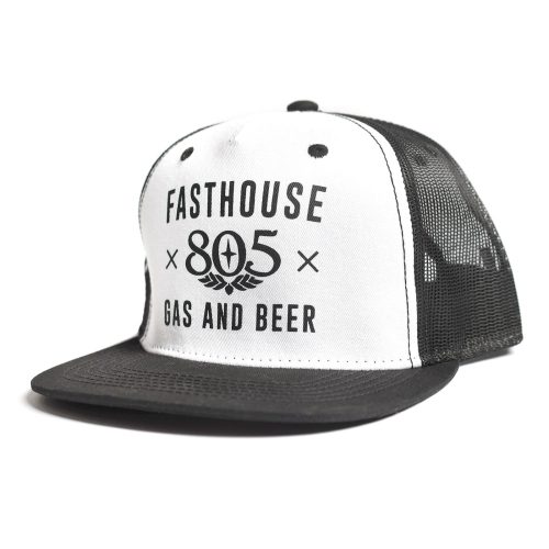 FHX805Gas BeerTruckerHat White F